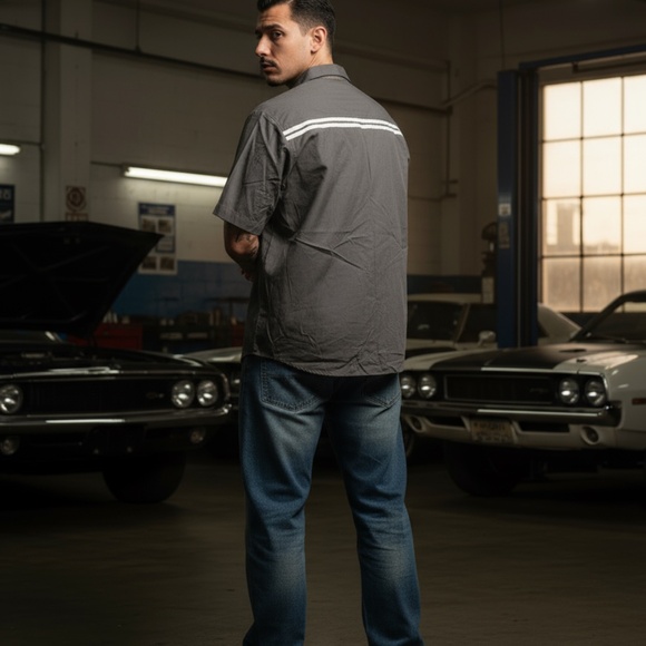 Cintas Workwear Schindler Patch Shirt Gray Relaxed - Picture 4 of 8